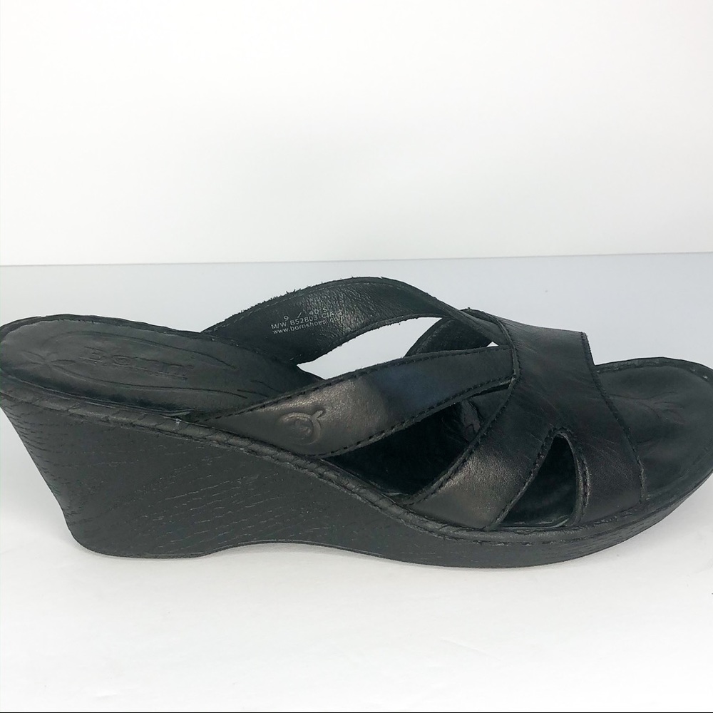 Born leather wedge sandals